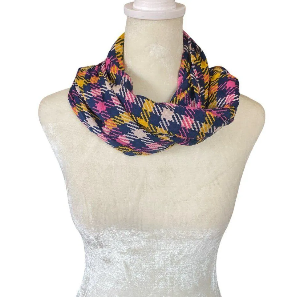 Talbots pink blue yellow white checkered rectangle basset hound dog scarf wrap - Image 3