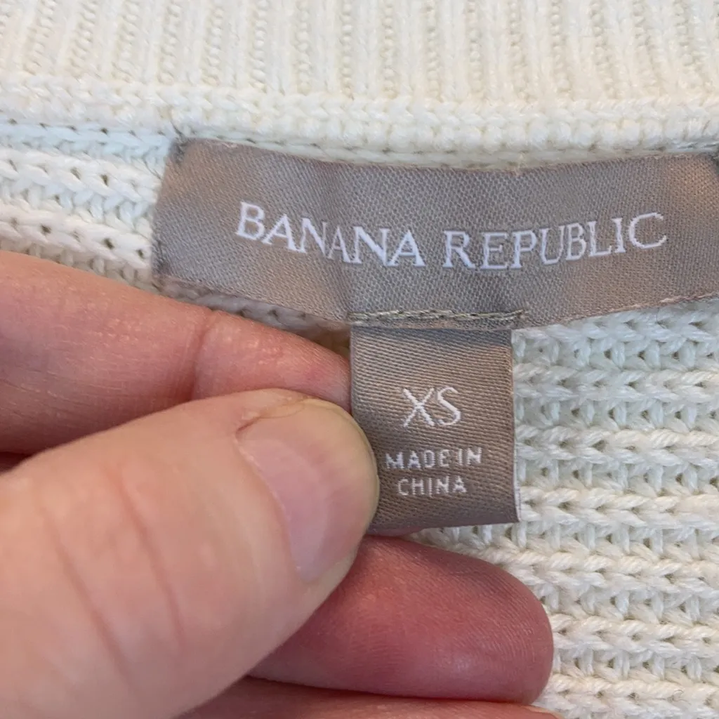 Banana Republic Cream Moto Style Zip Up Long Sleeve Sweater A135 - Image 2
