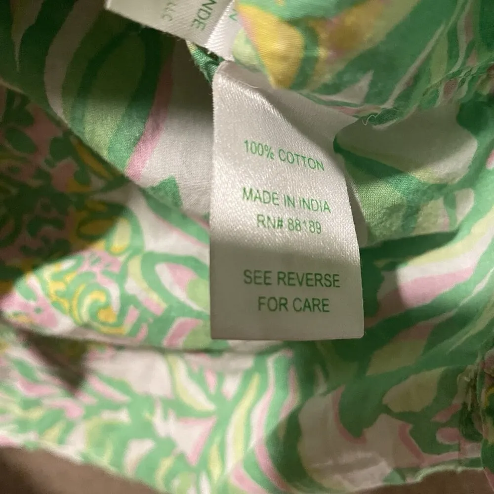 Lilly Pulitzer Dress Womens XS Printed Buttons Shirt Pockets Abstract Green - Image 5