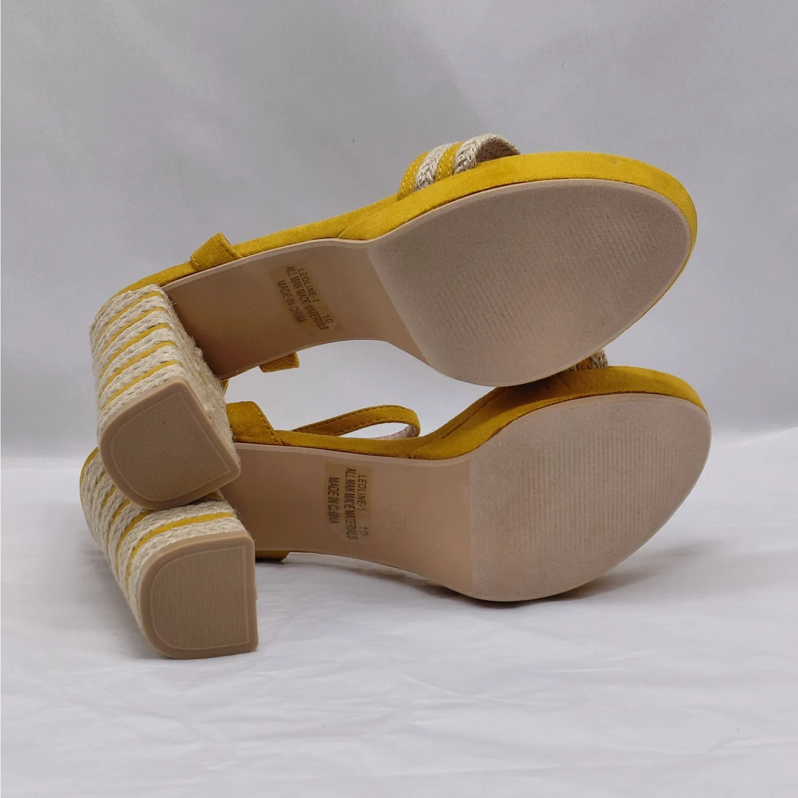 Kayleen LA Espadrille Open Toe Platform Sandal Sz 10 Yellow Chunky Casual Shoes - Image 13