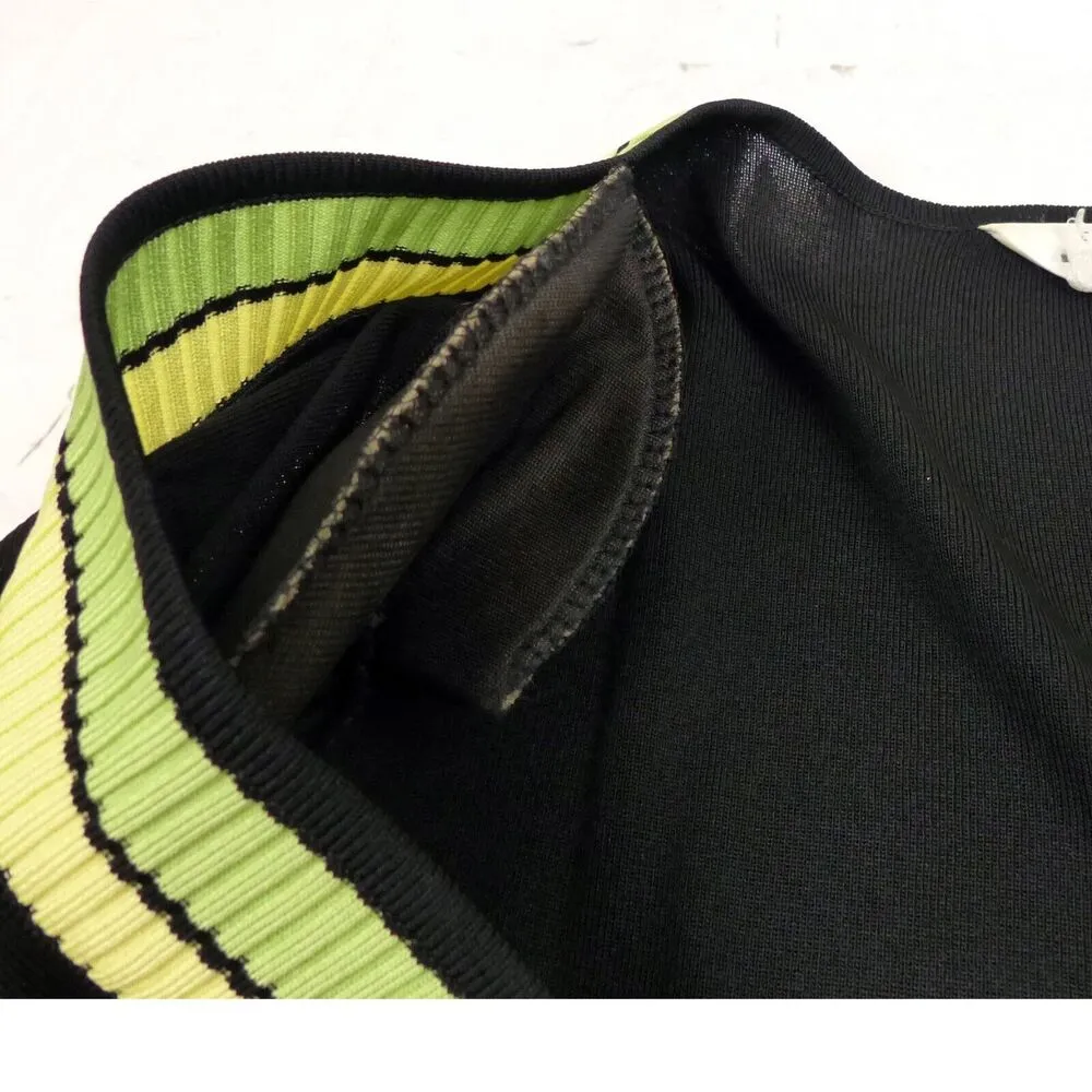 Exclusively Misook Cardigan Womens Plus 3X Black Green Yellow Trim V - Image 8