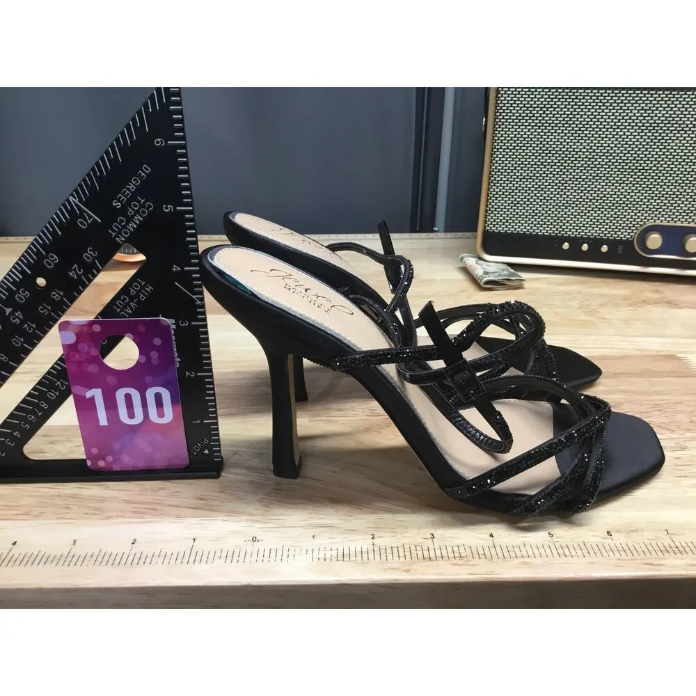 Jewel Badgley Mischka Genovia Kitten Heels Women's 8.5 Black Slip - Image 3