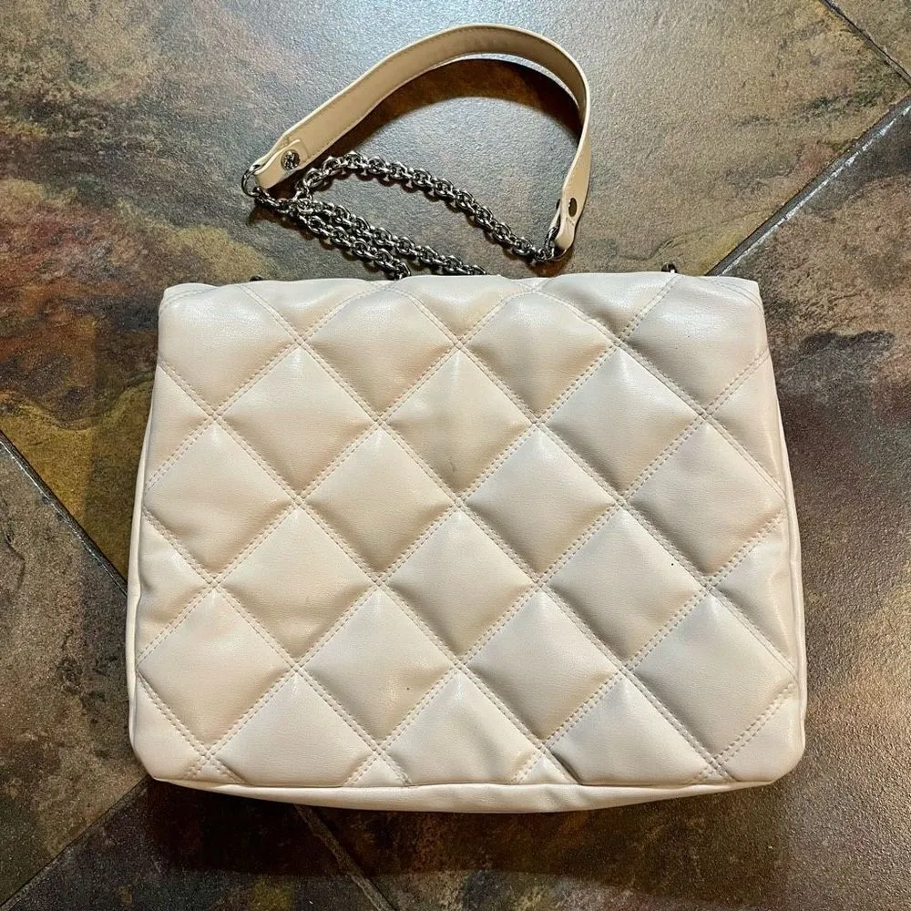 H&M Quilted Shoulder Flap Bag White Silver - Image 7