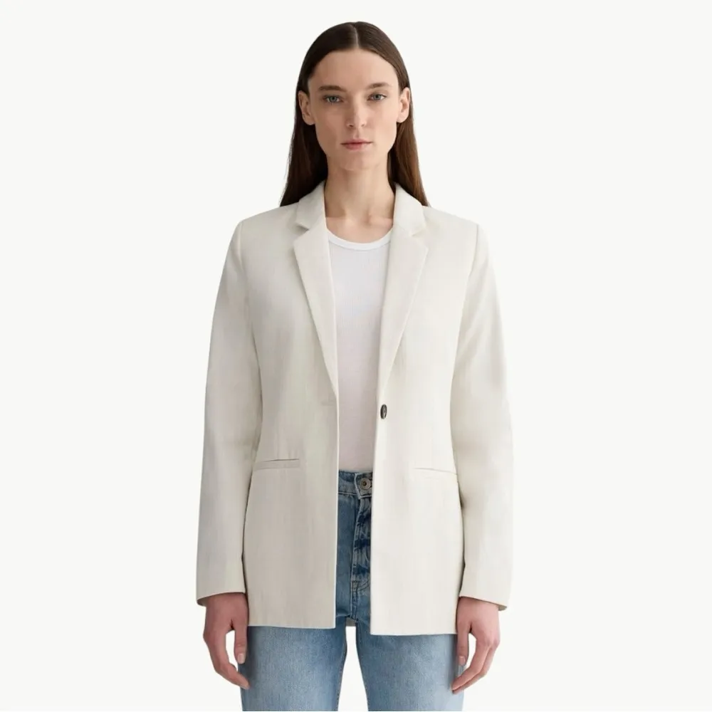 NWT Everlane The Relaxed Blazer in Buttersmooth | Sz 4 | Heathered Oat - Image 2