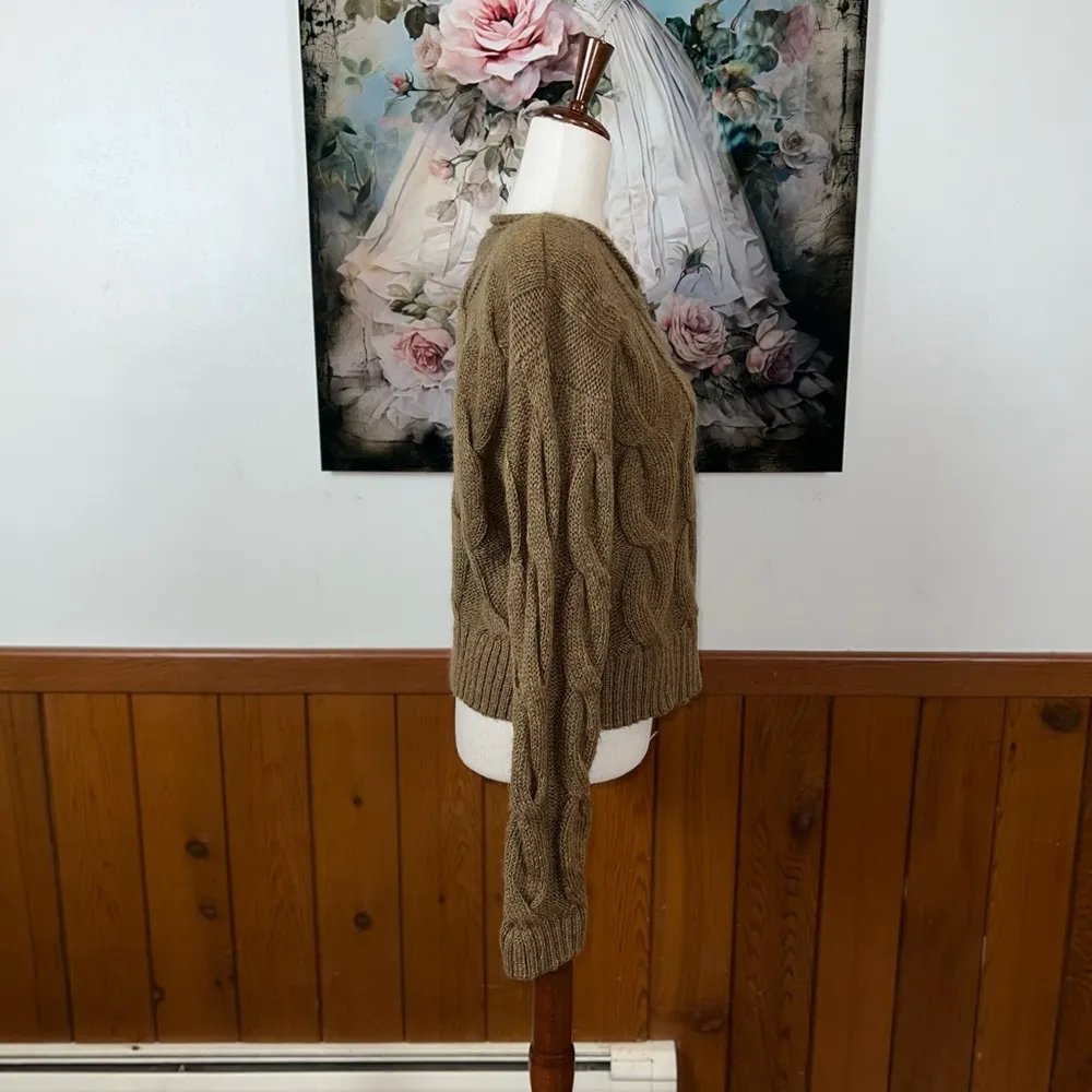 Adorable Vintage 1980s LizWear Mohair Cable Knit Sweater! Brown Size M - Image 4