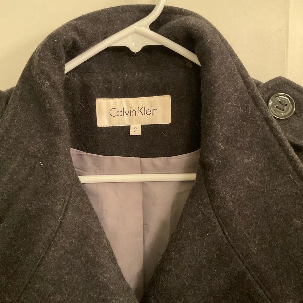 Double Breasted funnel style pea coat dark gray - Image 2