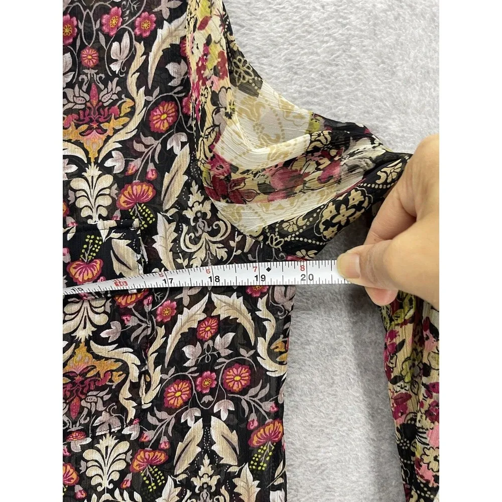 Band of Gypsies Women's Blouse Button Front Long Sleeve XS Sheer Boho - Image 7