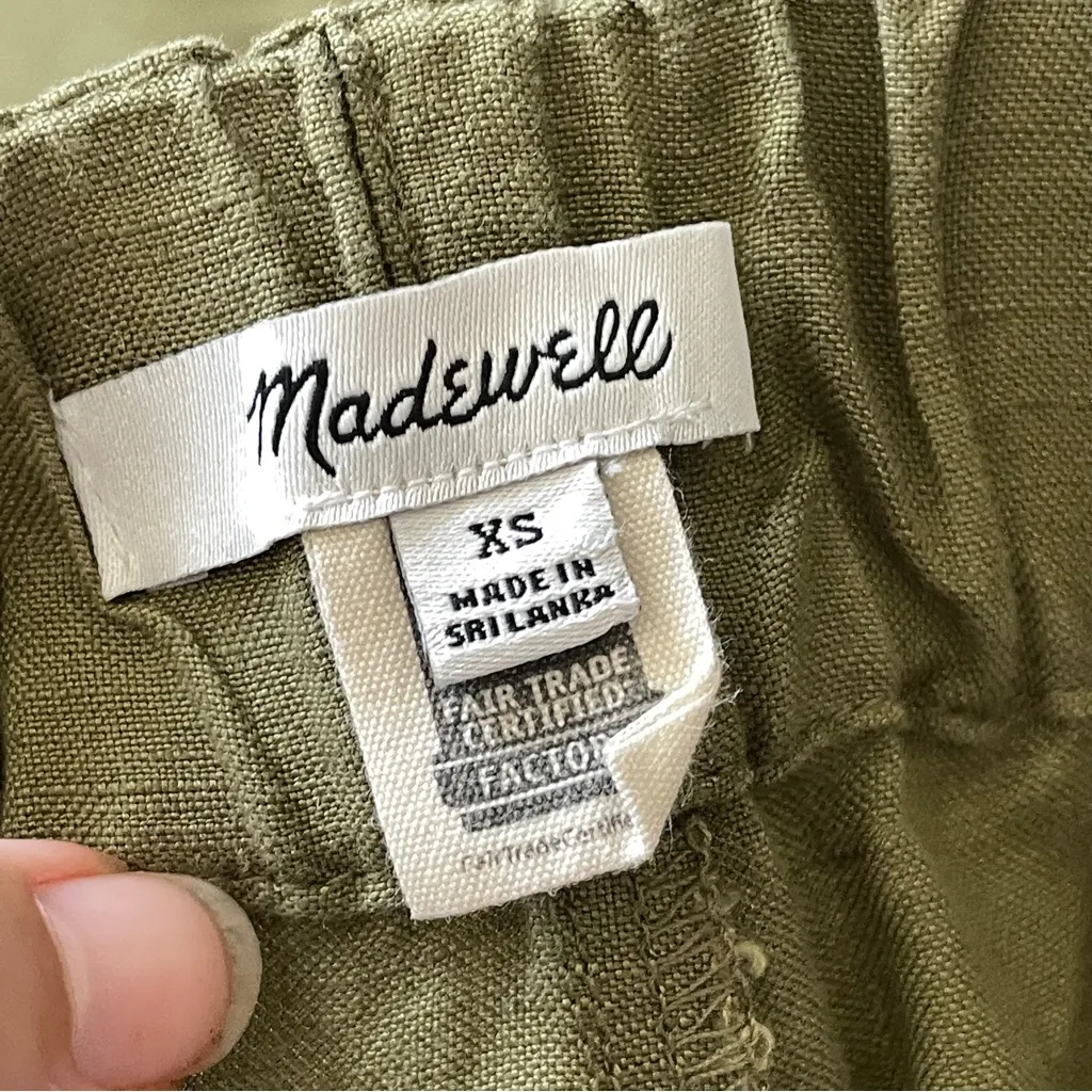 Madewell Linen Pants wide leg pull on womens Green (xsmall) minimalist chic - Image 2