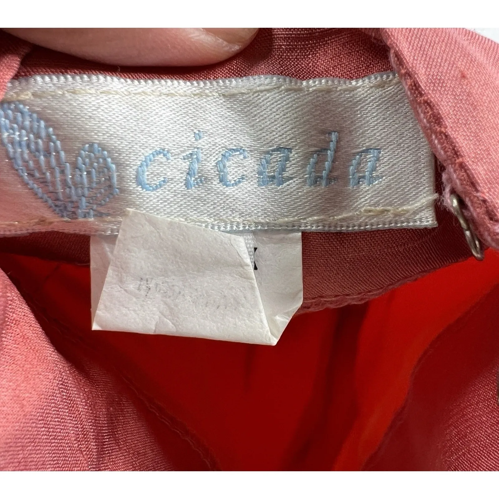 Cicada Strapless Red Silk Dress Fit & Flare Cocktail Formal USA Made‎ Med Orange - Image 7