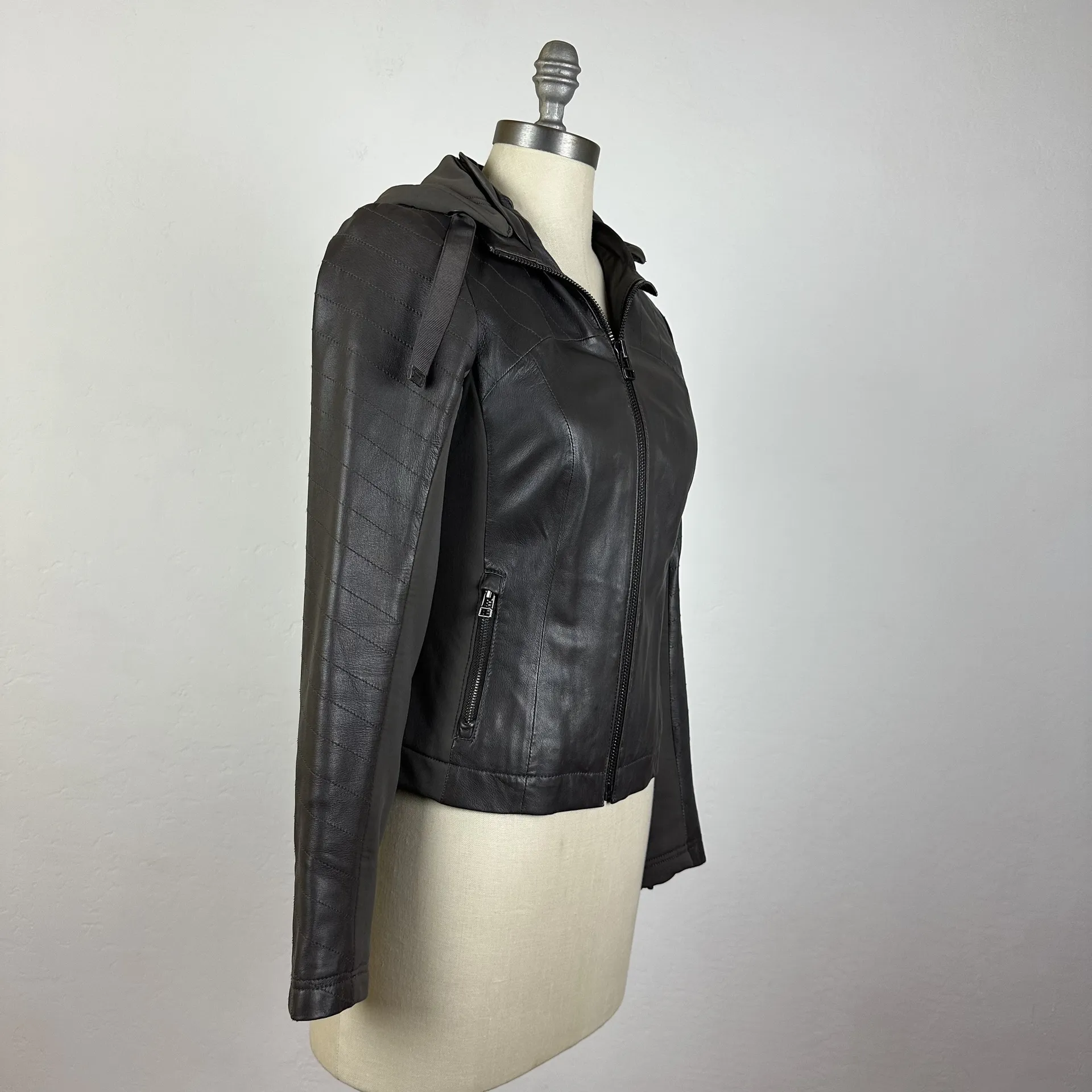 Athleta Strut Leather Hooded Jacket - Image 2