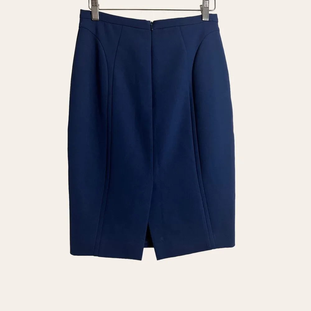 Reiss Women's Solid Navy Blue Straight Pencil Skirt Size 4 - Image 2