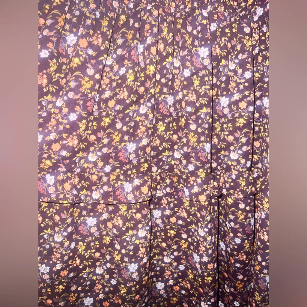 Current Air from Anthropologie NEW Ditzy Floral Ruffled Peasant Faux Wrap Dress - Image 3