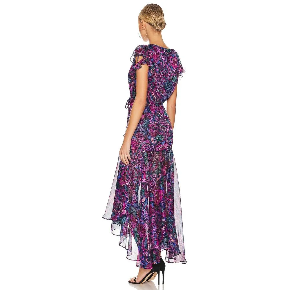 MISA Los Angeles Colette Boho Flutter Sleeve Romantic Satin Floral NWT S $445 - Image 5