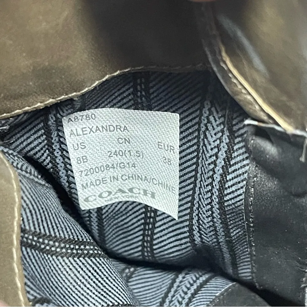 Coach Alexandra Fatigue Green Suede Midcalf Buckle Heel Bootie Boots Size 8 - Image 14