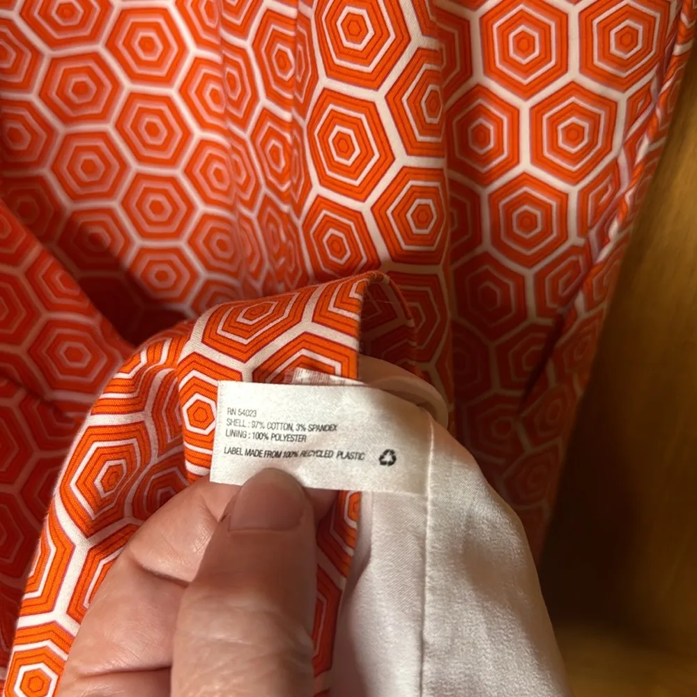 GAP Serena Orange & White Geometric Sheath Sleeveless Dress with pockets Size 14 - Image 6