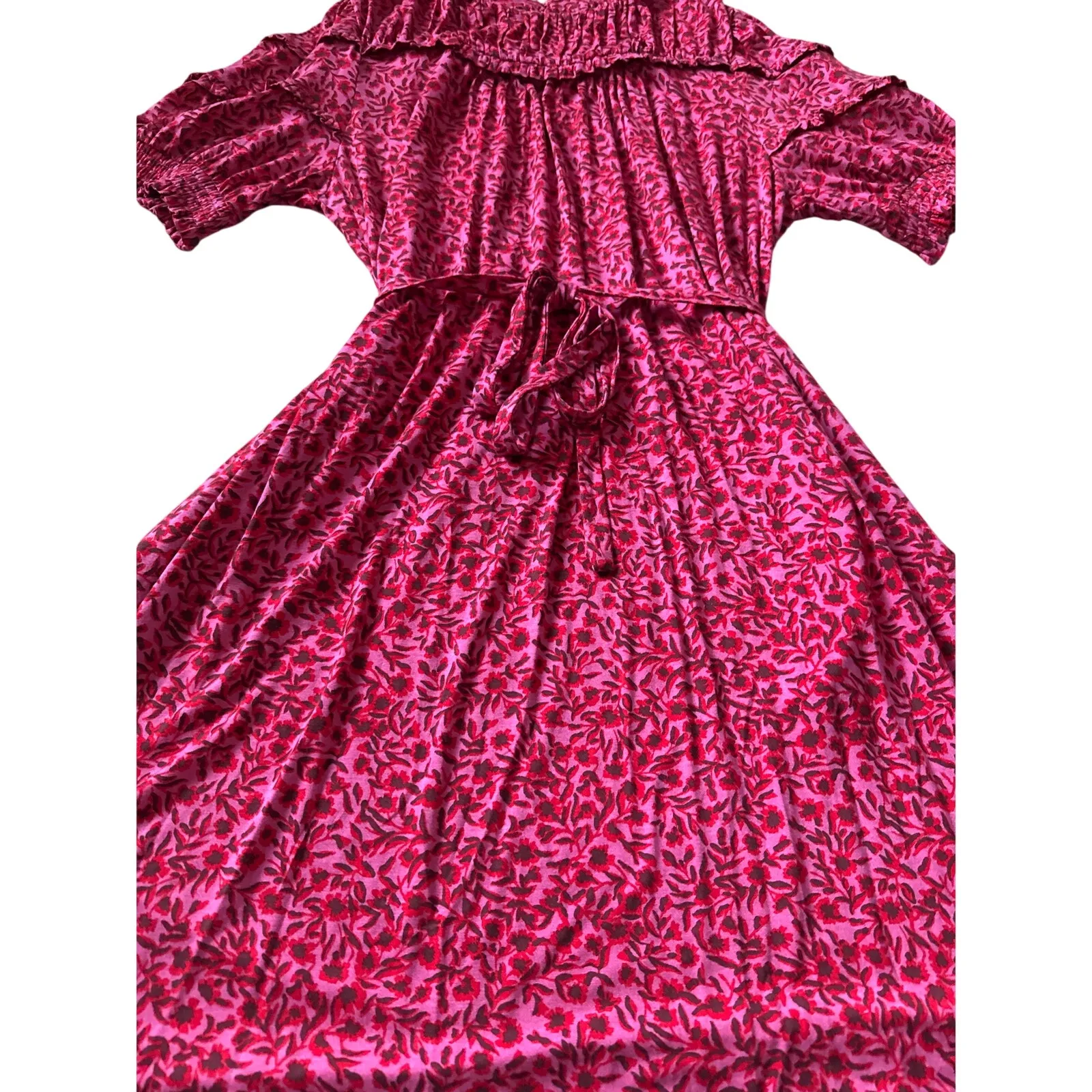 Boden Yoke Jersey Mini Dress Gin Fizz Abstract Vine Size 12R Pink - Image 7