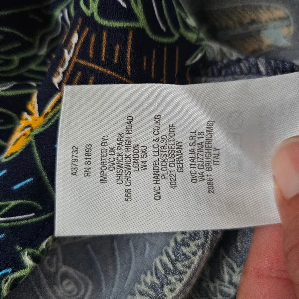 D&CO Navy Hawaiian Print Button Down Belted Shirt Dress Size Large Blue - Image 8