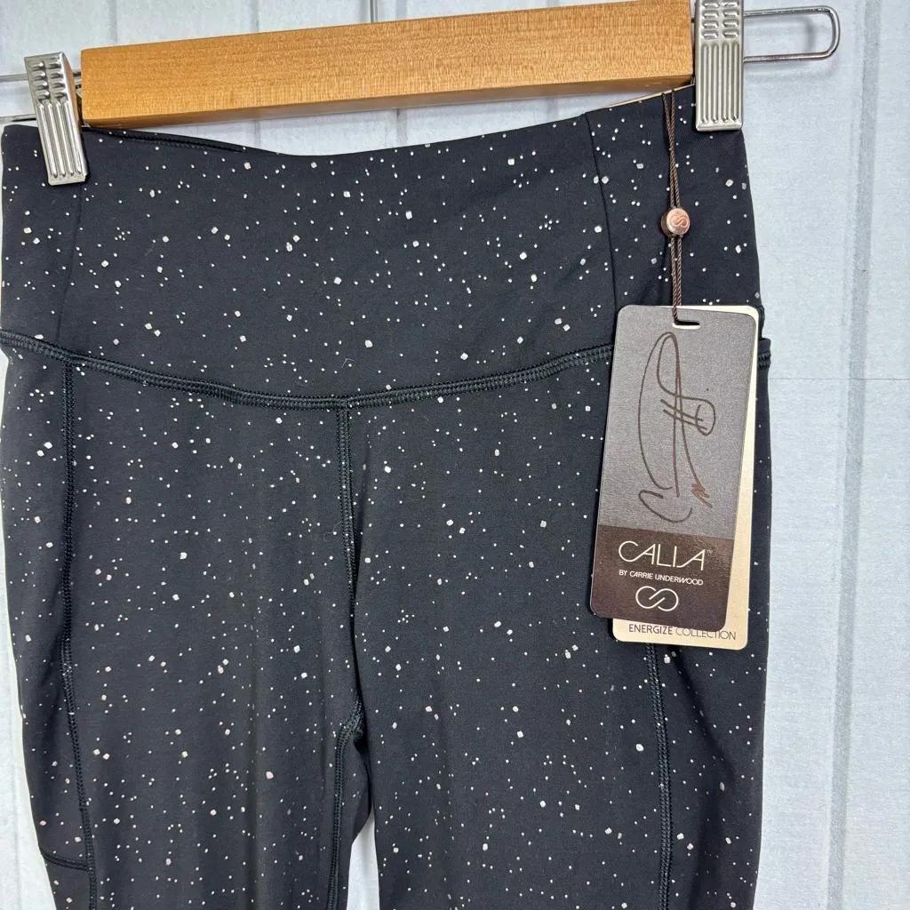 CALIA by Carrie Underwood Mid Rise 7/8 Ankle Speckled Black Leggings size XS - Image 5