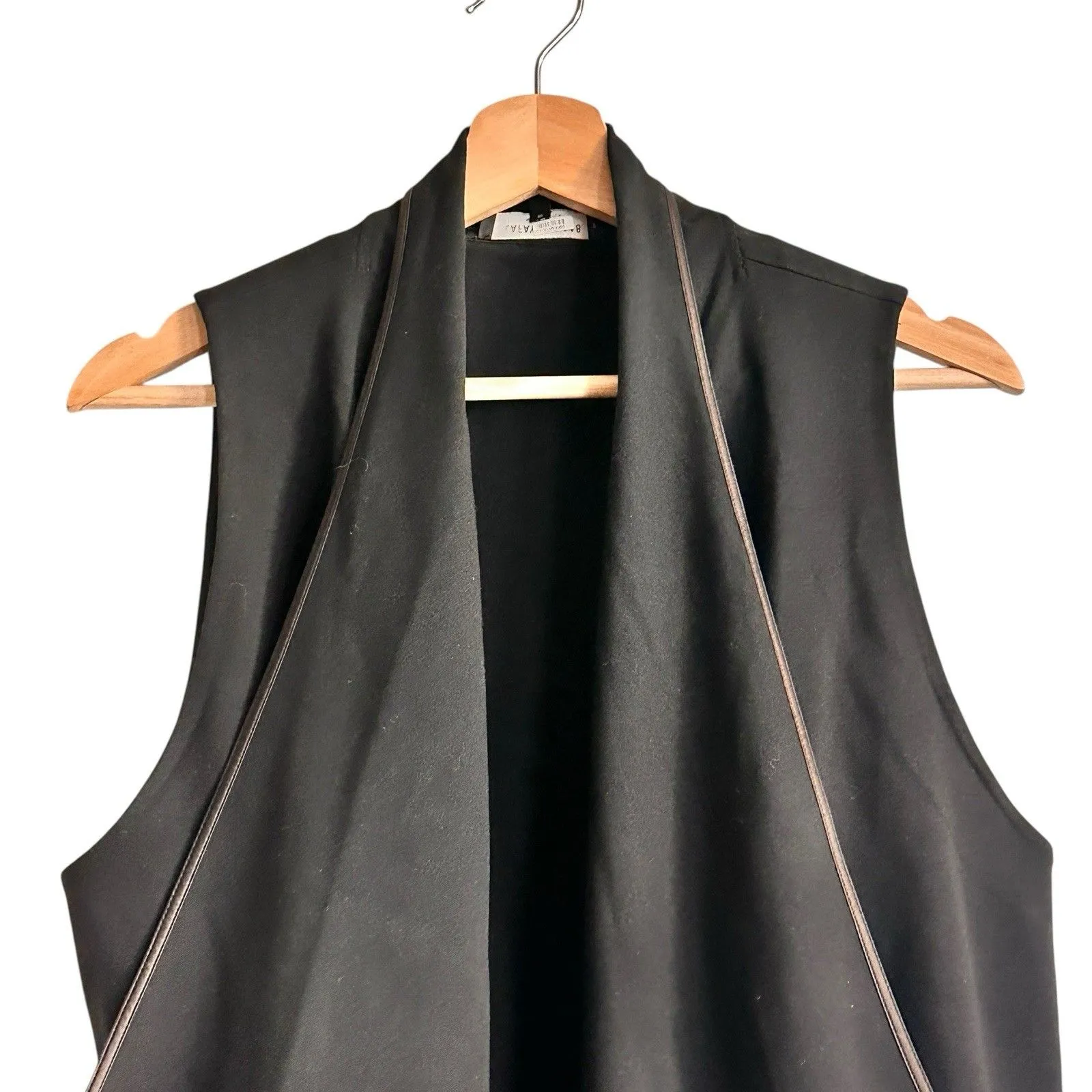 lafayette 148 Black Wool Cascading Drape Vest L Minimalist Size L - Image 5