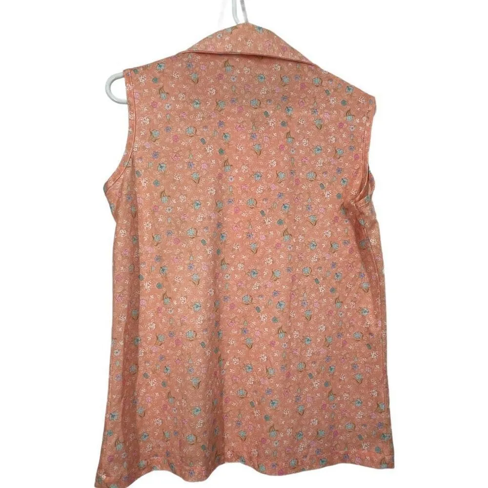 Vintage Smartique size M tag 36 peach floral tank top Orange Size M - Image 2
