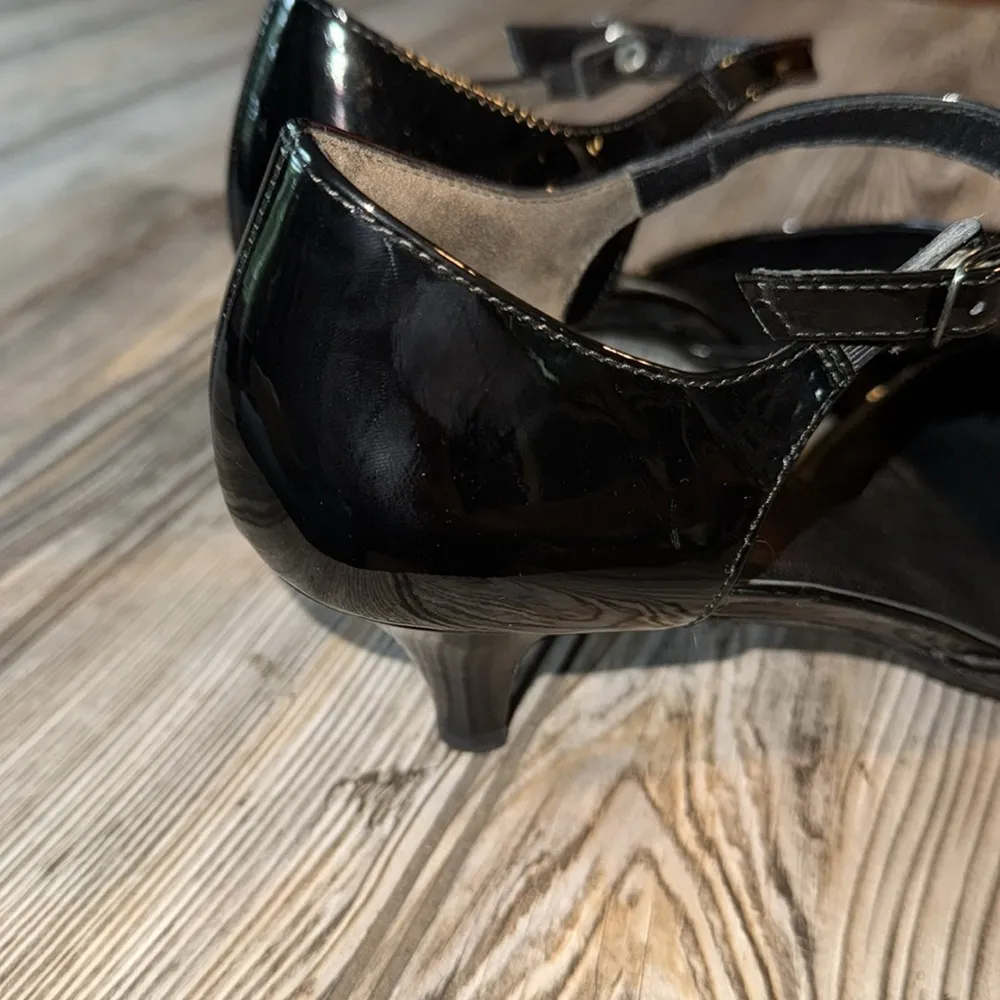 Paul green heels black patent leather pointed toe Elegant Black Women's Shoes 9 - Image 4