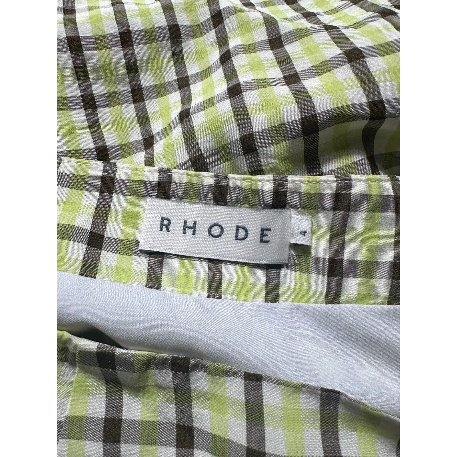 Rhode Green Brown Checkered Preppy Mini Skirt Size 4 - Image 6