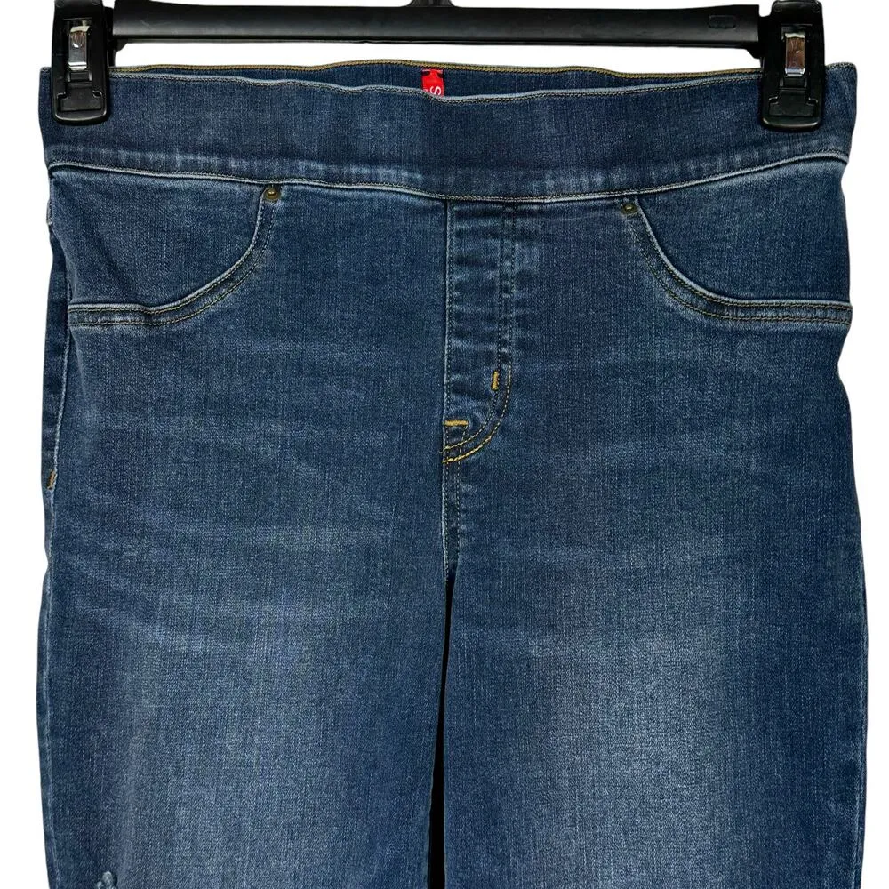 Spanx Medium Skinny Jeans Pull-On Distressed Elastic Waist Frayed Hems Stretch - Image 2