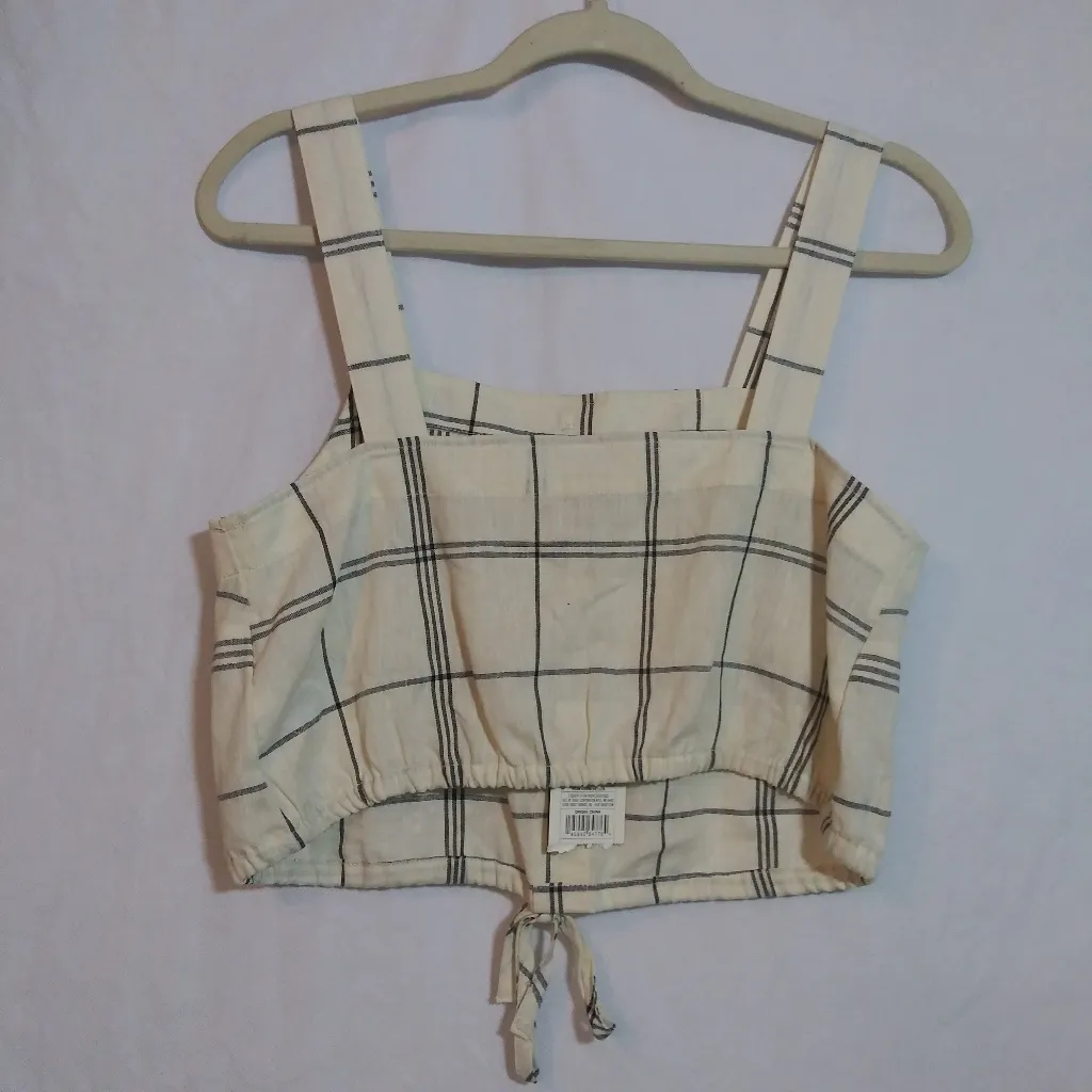 A New Day Apron Tank Windowpane Drawstring Waist Crop Size Small - Image 5