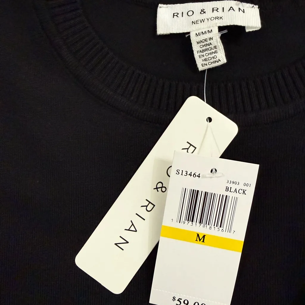 Nwt Elegant Black Ruffled Women's Top/ Silk Sweater Size M - Image 3