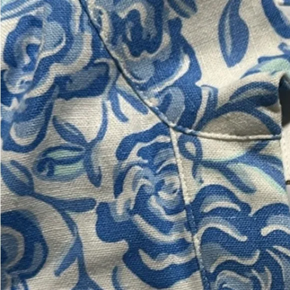 Sail to Sable Linen blend sleeveless shift dress blue & white Size Extra Small - Image 9