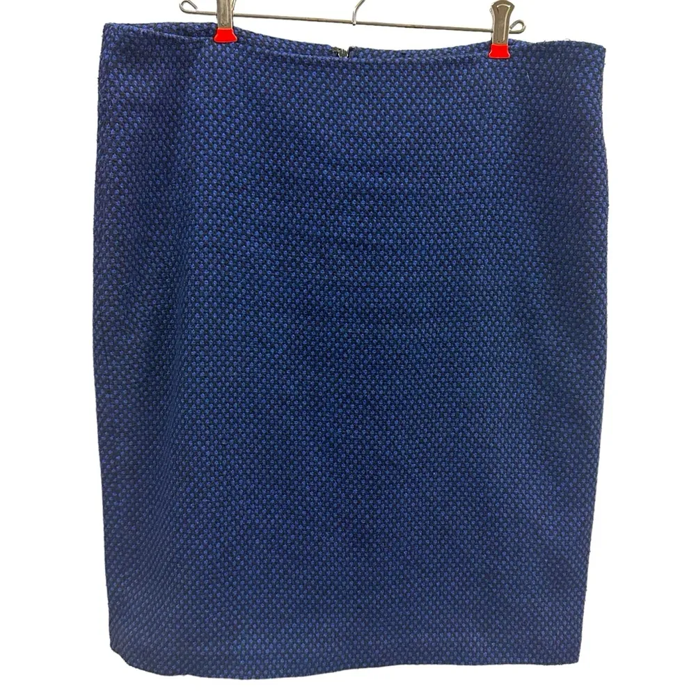 Lord and Taylor Black Blue Woven Slit Back Lined Pencil Skirt Womens 14 - Image 7