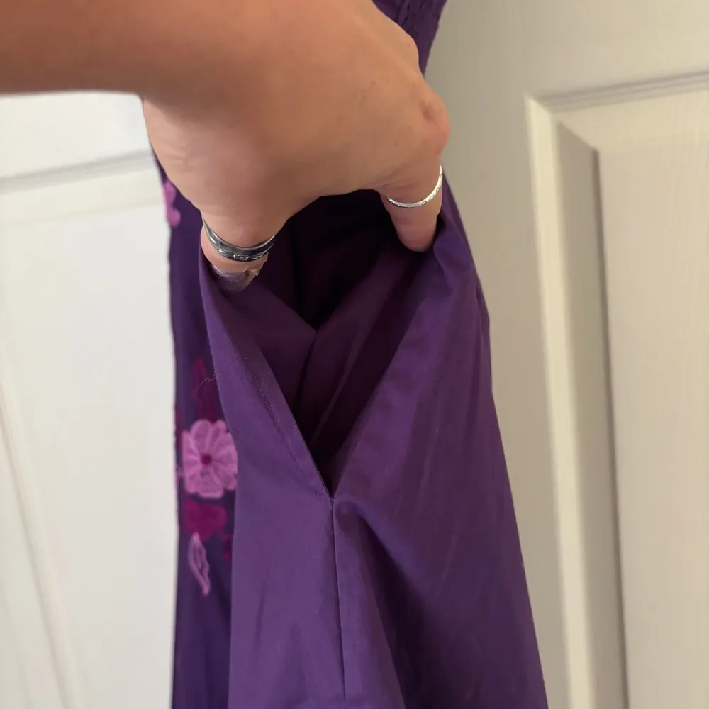 eShakti Purple Dress with Pink floral embroidery - Image 7