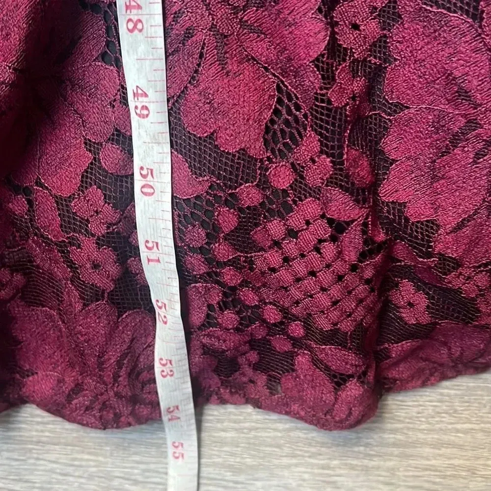 NEW Lulus Molinetto Burgundy Lace Ruffled Tiered Sleeveless Maxi Dress - Image 12