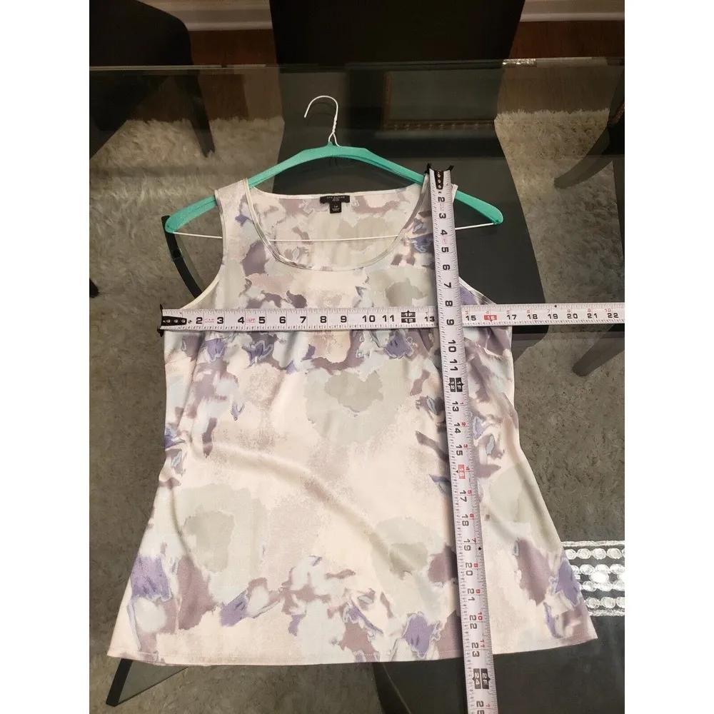 Ann Taylor Women's Multicolor Silk Round Neck Sleeveless Casual Top Blouse SP - Image 9