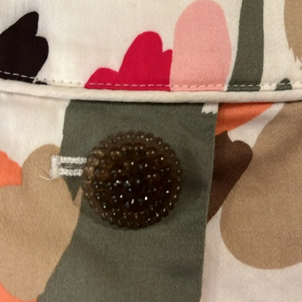 Talbots stretch cotton pleated print skirt with button front lined 12P - Image 2