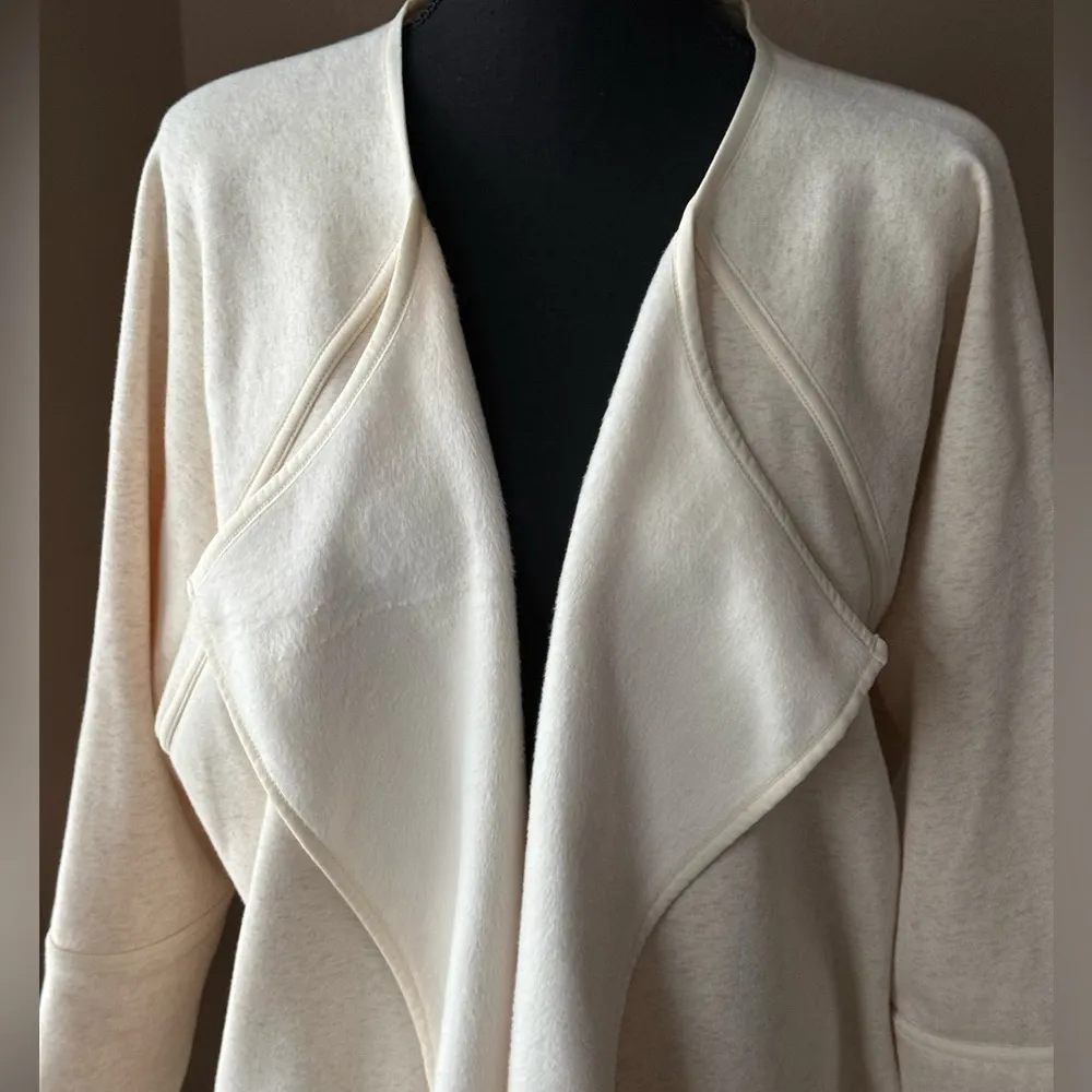 Athleta Cozy Women’s Long Sleeve Woman’s Wrap Jacket in Heather Beige - Image 3