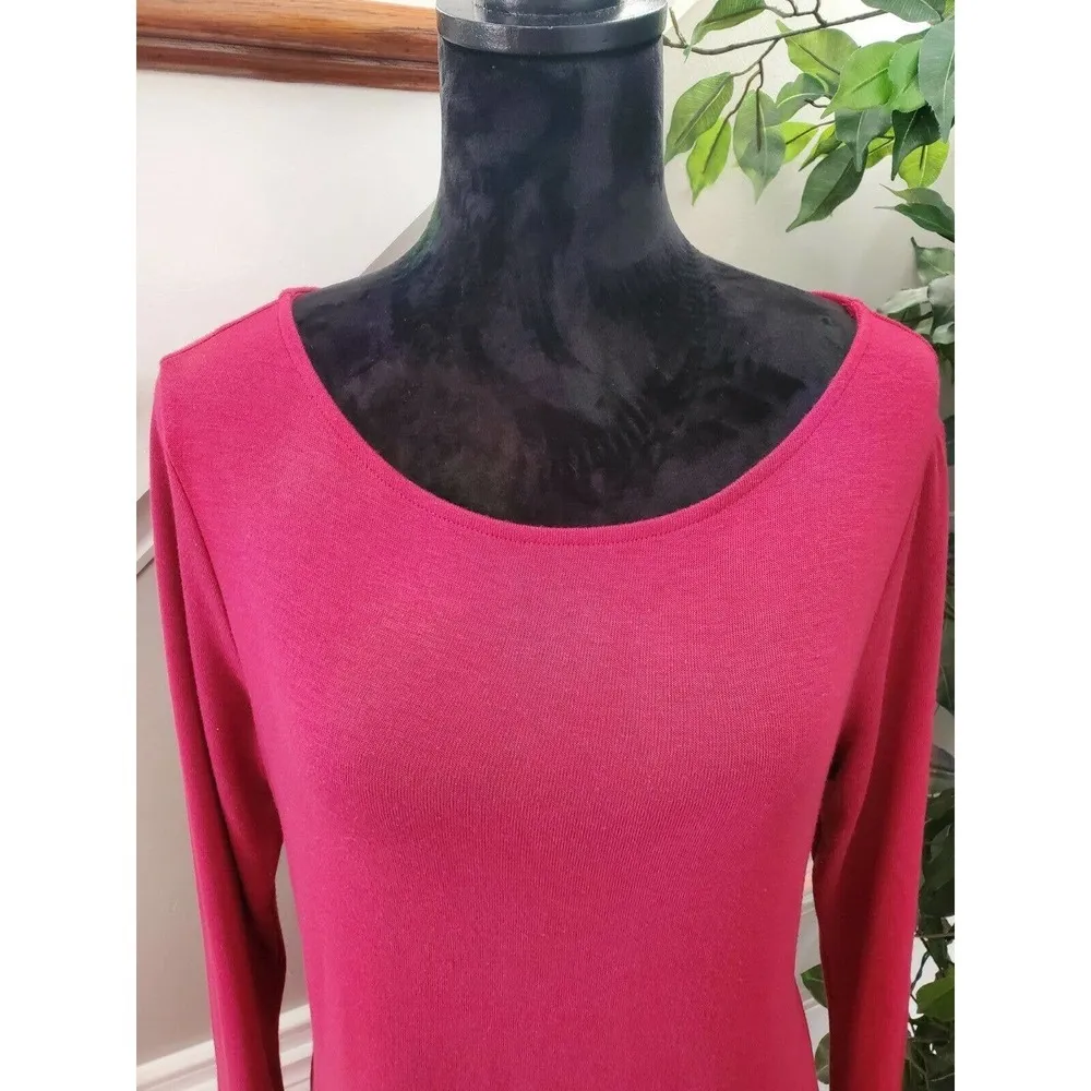 CB Established 1962 Women's Solid Red Polyester Round Neck Long Sleeve Blouse M Size M - Image 5