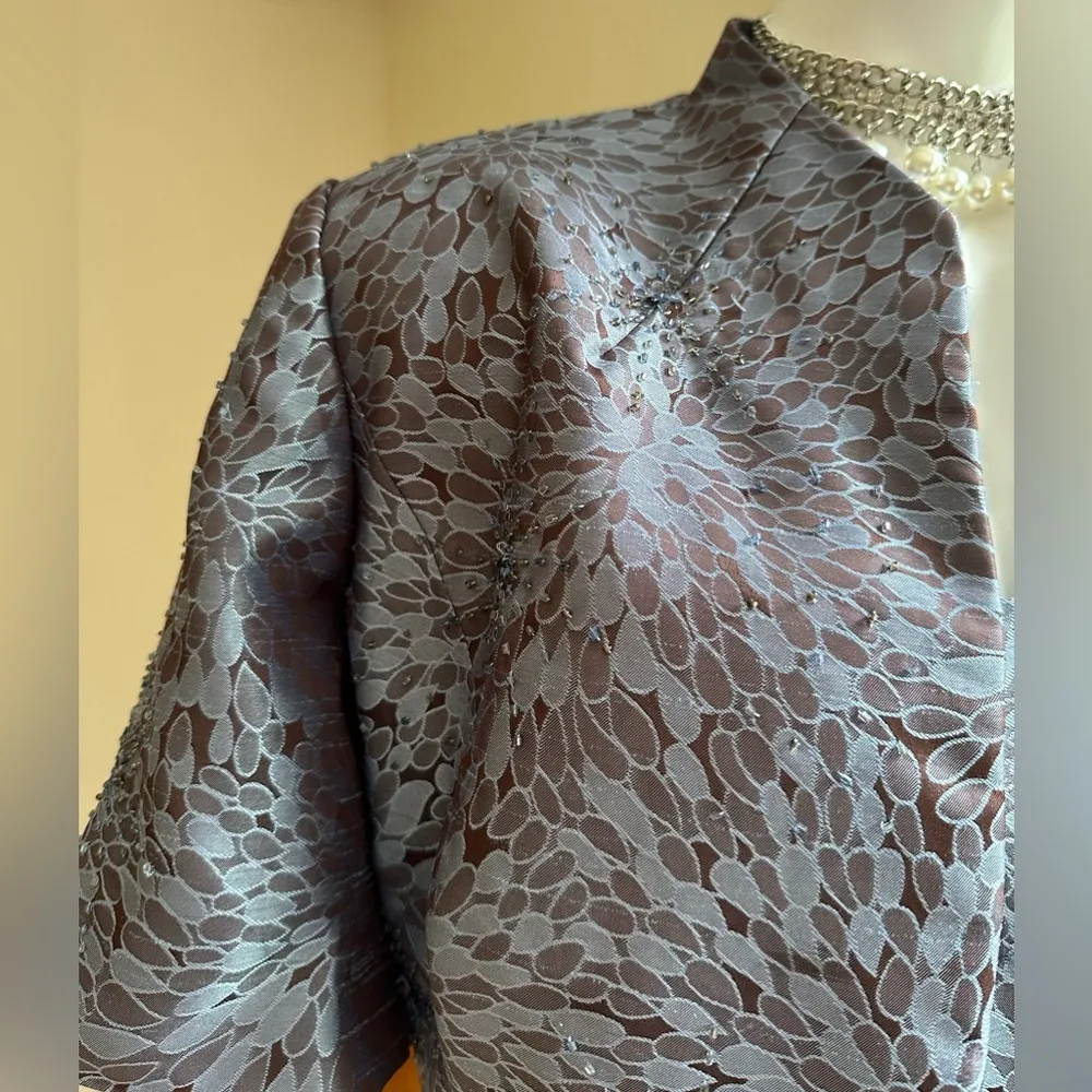 David’s Bridal Sheer Metallic Blue And Pink Sequence Dress/Jacket Set SZ 20WP - Image 13