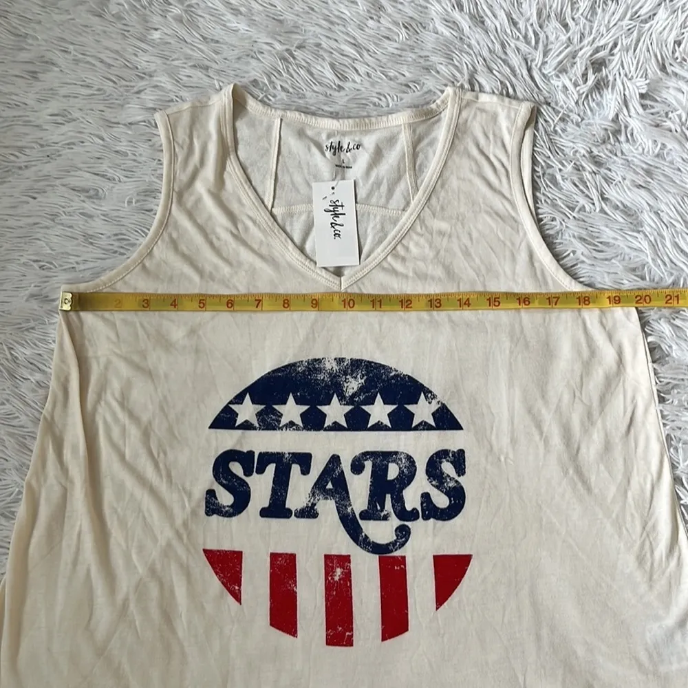 Style & Co Women’s American Stars graphic tank top ivory cream size XL - Image 5