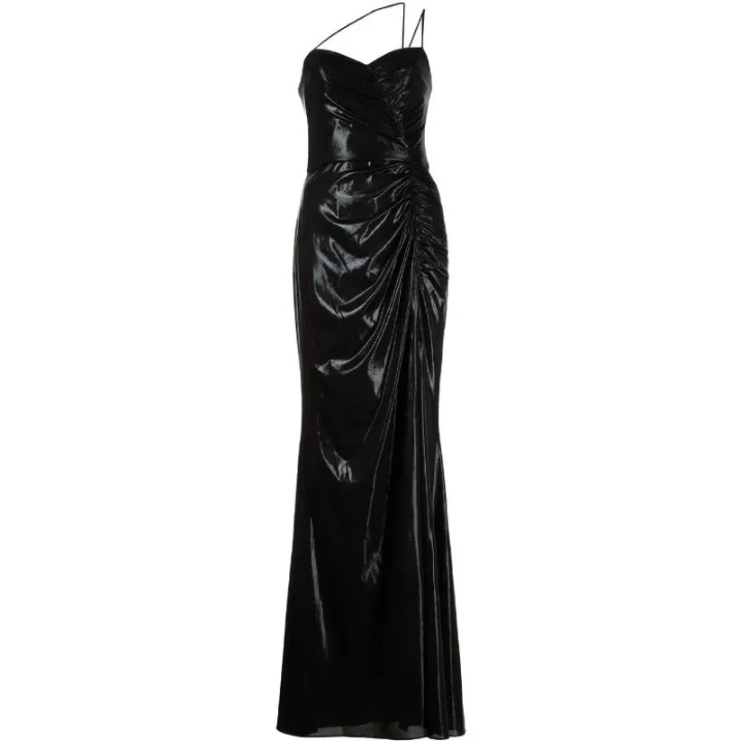 Marchesa Notte Ruched Gown Dress Lame Black Size 8 NEW - Image 6