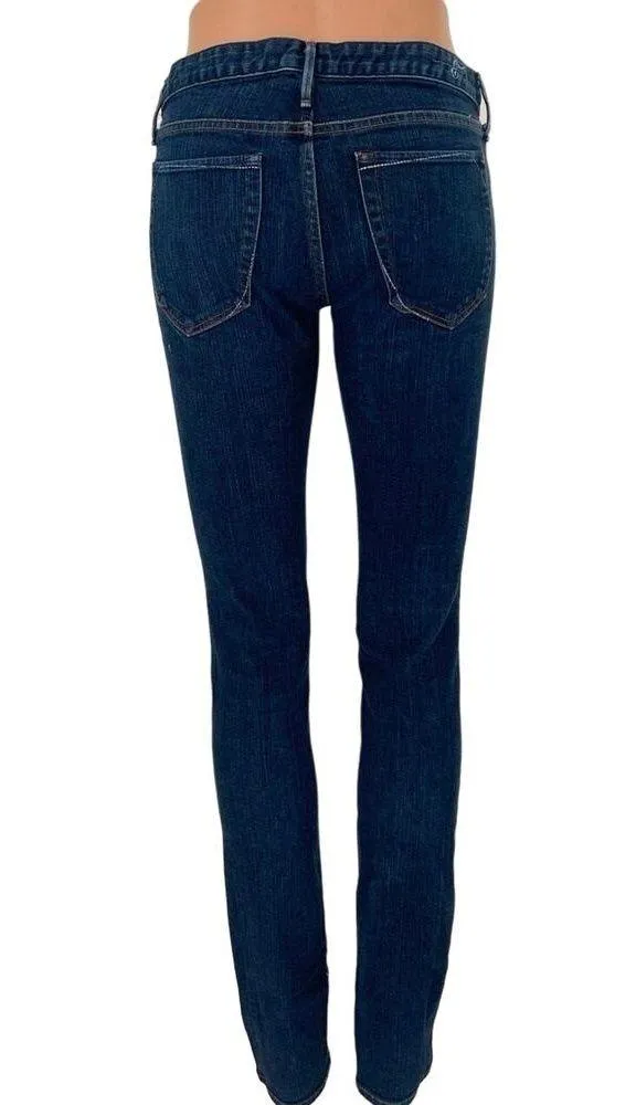 Earnest Sewn Womens Blue Dark Wash Low Rise Skinny Ankle Stretch Denim Jeans 28 - Image 3