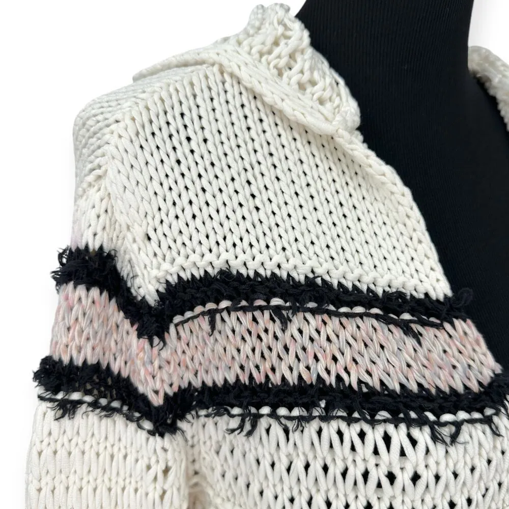 Rag & Bone | XXS | Lulu Beach Stripe Chunky Knit V-Neck Oversized Hoodie Sweater - Image 7