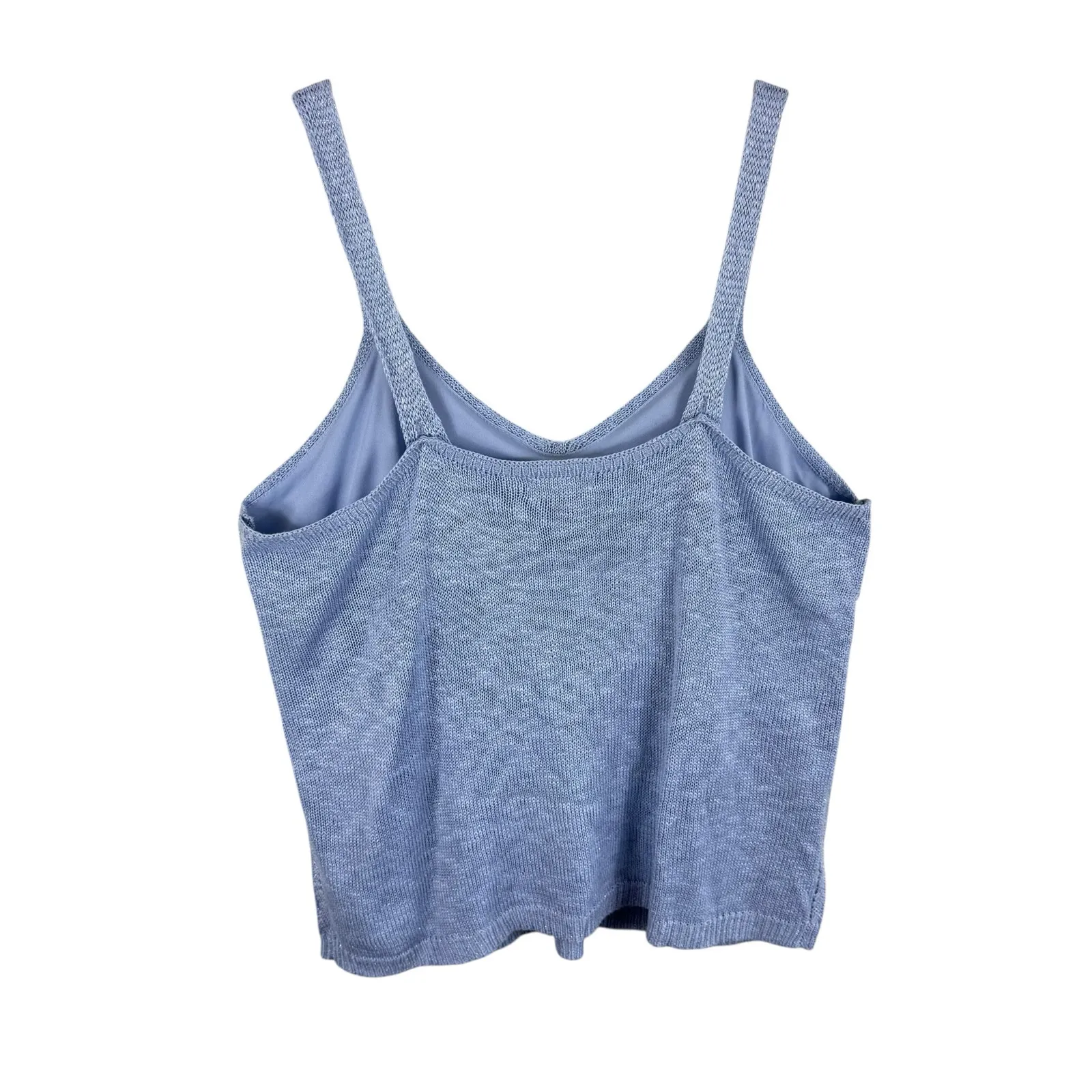 LC Lauren Conrad Blue Shimmery Crochet Knit Lined Sweater Tank Top Blouse Sz‎ 1X - Image 5