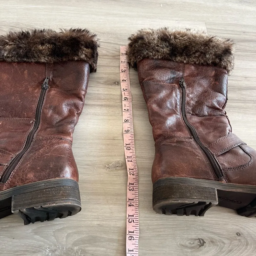 Baretraps 10 Paulette Leather Brown Studded Faux Fur Boots - Image 4