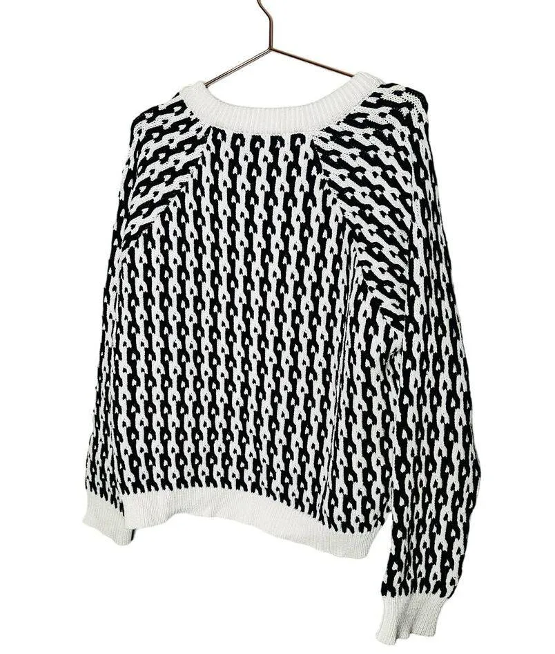 DEREK LAM 10 Crosby Sawyer Black Ivory Long Sleeves Gold Button Sweater Size XXL - Image 7