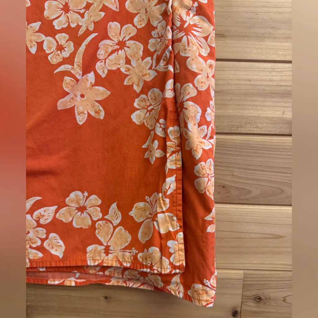 American Eagle Size 6/Small Orange Floral Wrap Tie Front Skirt Preppy Vacation - Image 2