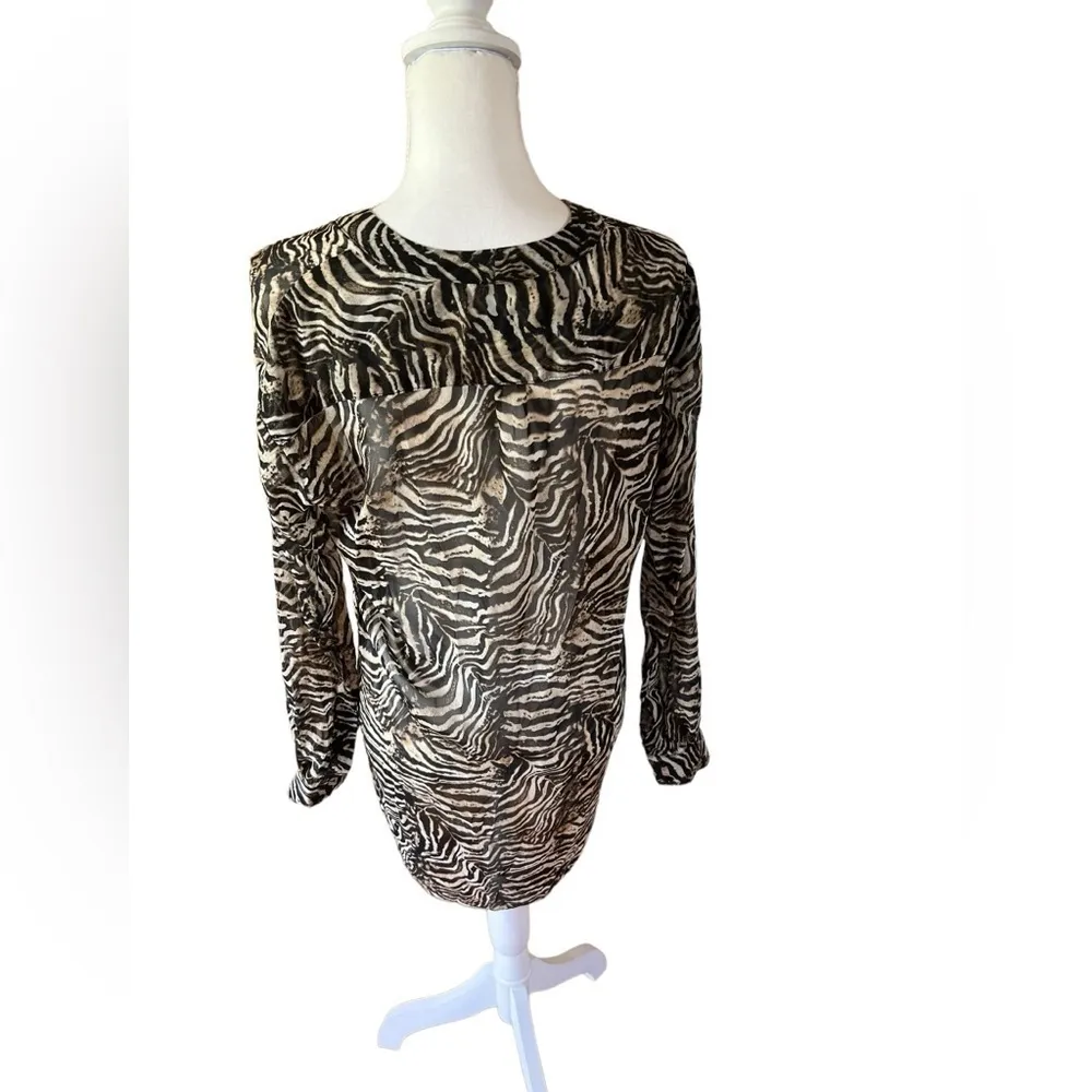 CCH‎ Tiger Print Cream Brown Sheer V - Image 3