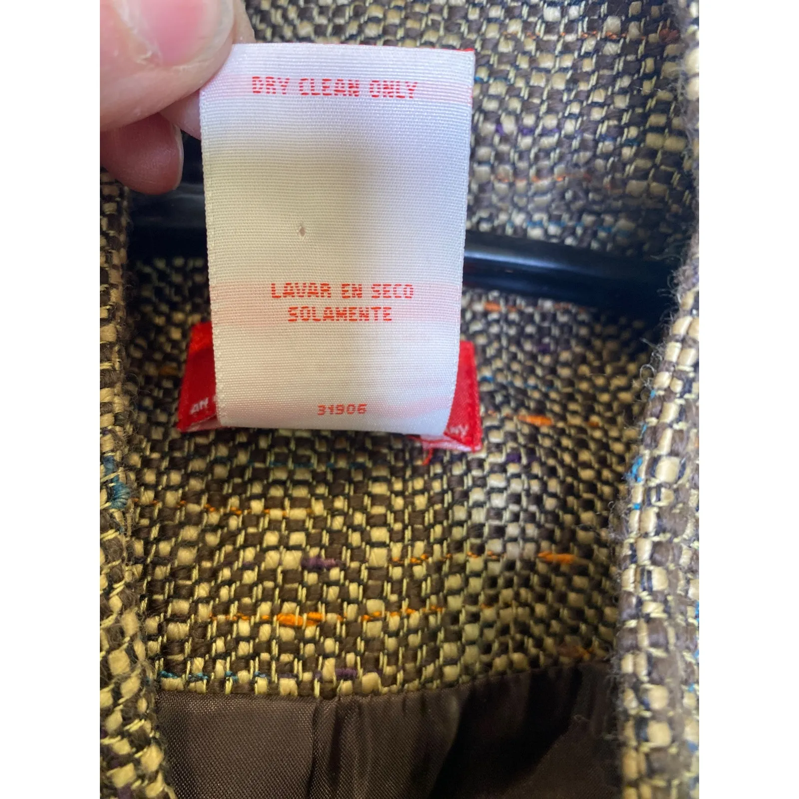 Oscar by Oscar De La Renta Blazer w/ Belt EUC Sz 10 Tweed Multicolored Brown Tan - Image 5