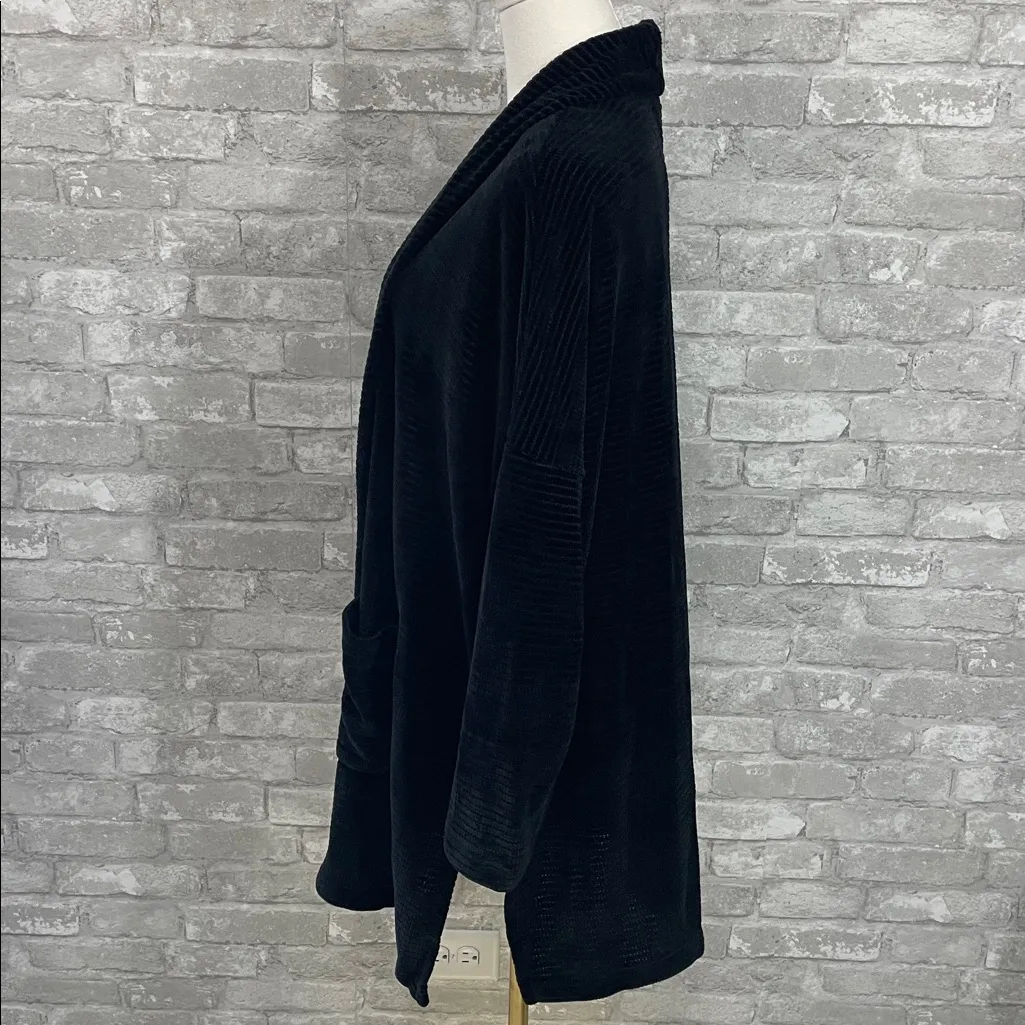 Chenault Textured Black Knit Open Cardigan Size XL - Image 3