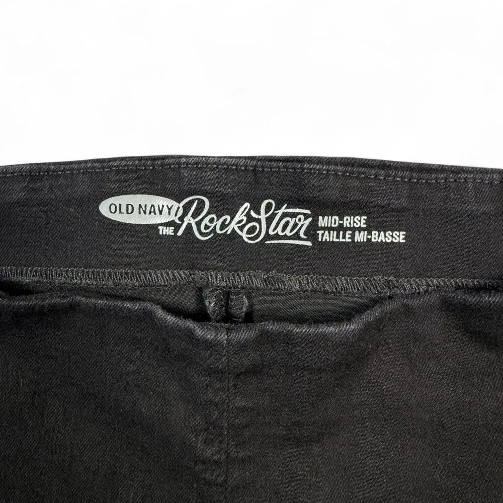 Old Navy Rockstar Mid Rise Audrey Crop Stretch Skinny Jeans Black Jack Womens 12 - Image 4